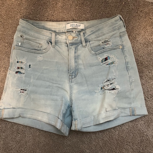 Judy Blue Pants - Judy blue  Light Blue Distressed Jean Shorts